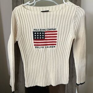 Ralph Lauren Ribbed Sweater with Flag Design